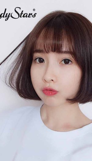 Tóc giả nguyên đầu ngắn mái thưa dễ thương