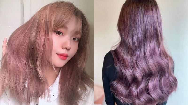 Màu tóc nhuộm sáng da vàng ánh tím