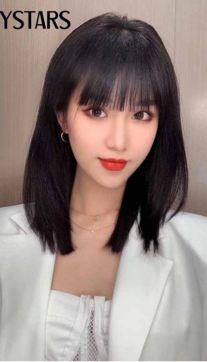 Tóc giả nguyên đầu ngang vai có mái phong cách