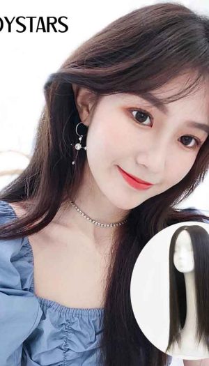 Tóc giả nguyên đầu dài ngôi giữa có da đầu