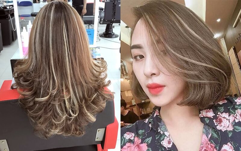 Tóc màu nâu hạt dẻ highlight