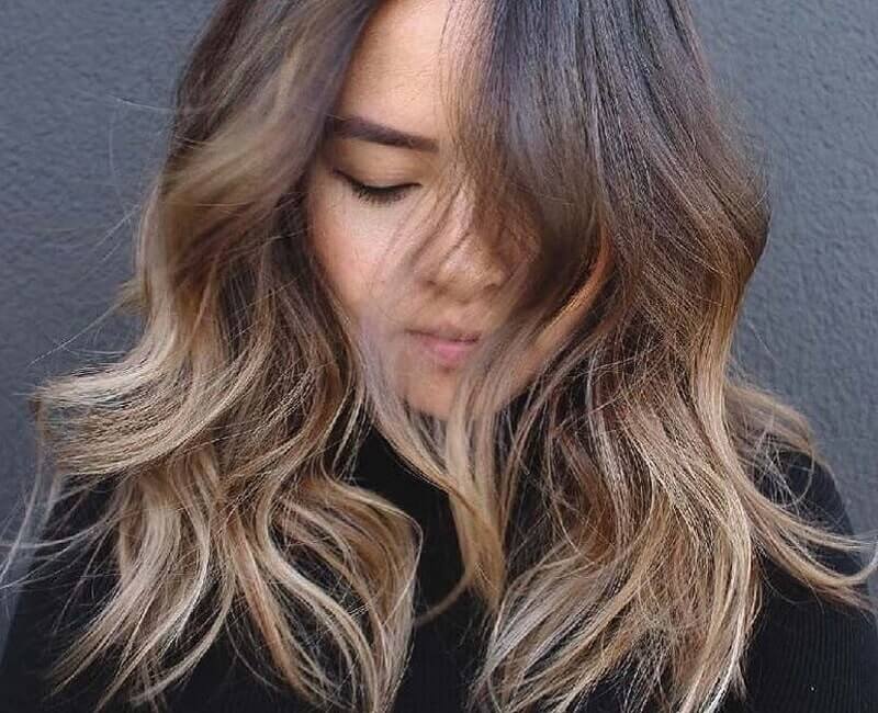 Tóc màu nâu hạt dẻ ombre