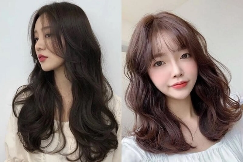 Tóc nâu hạt dẻ xoăn sóng nước nhẹ nhàng