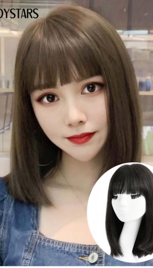 Tóc giả nguyên đầu màu nâu ash bằng tóc thật