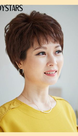 Tóc giả trung niên tém xoăn bồng bằng tóc thật