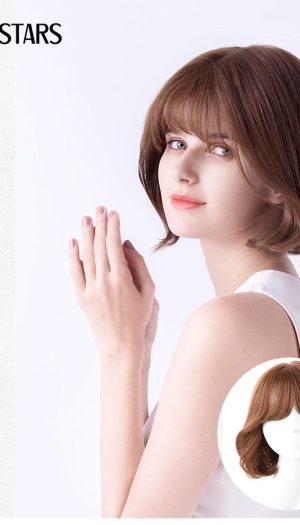 Tóc giả nguyên đầu bob thời trang nâu sáng