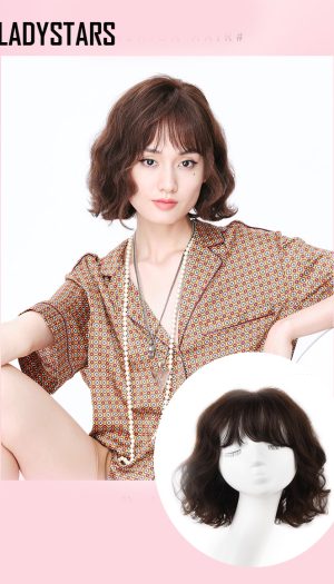 Tóc giả nguyên đầu ngang vai xoăn mái thưa