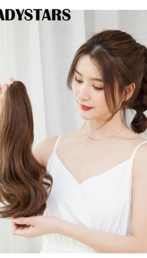 Tóc ngoạm đuôi ngựa xoăn nâu bằng tóc thật