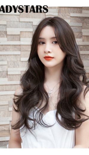 Tóc giả nguyên đầu xoăn sóng chẽ ngôi giữa