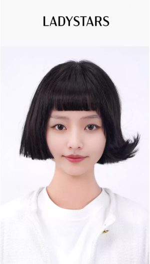 Tóc giả nữ LADYSTARS kiểu ngắn bob, có mái trên lông mày, trẻ trung thời trang bằng tóc thật