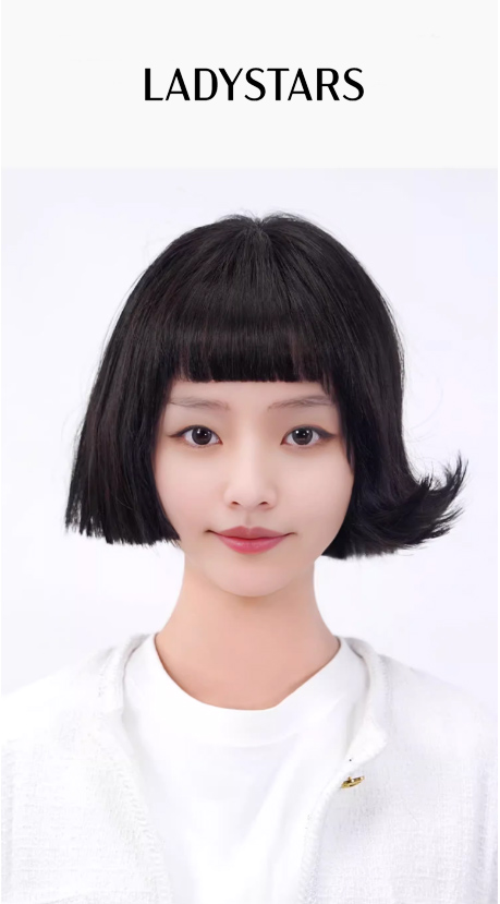 Tóc giả nữ LADYSTARS kiểu ngắn bob, có mái trên lông mày, trẻ trung thời trang bằng tóc thật