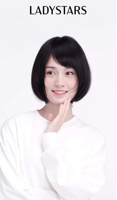 Tóc giả nữ LADYSTARS mái bằng, tóc kiểu bob móc tay thủ công bằng tóc thật