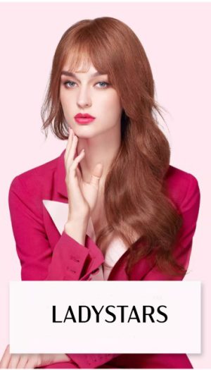 Tóc giả nữ LADYSTARS dài xoăn gợn sóng bồng bềnh, màu nâu thời trang bằng tóc thật