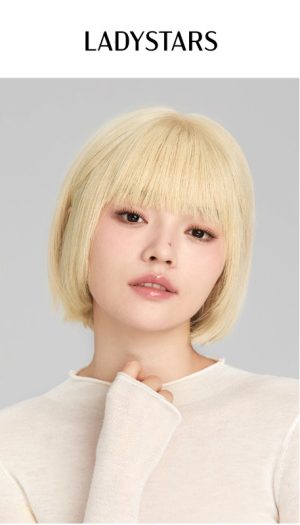 Tóc giả nữ LADYSTARS kiểu bob mà sáng thời trang, bằng tóc thật móc tay thủ công