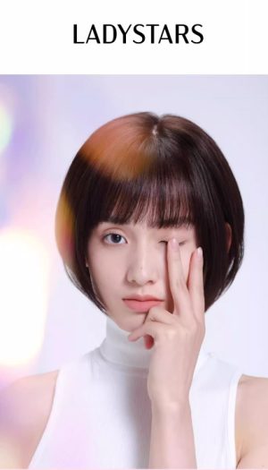 Tóc giả tém nữ LADYSTARS mái bằng, bob ngang tai bằng tóc thật