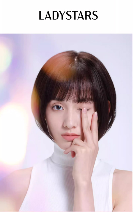 Tóc giả tém nữ LADYSTARS mái bằng, bob ngang tai bằng tóc thật