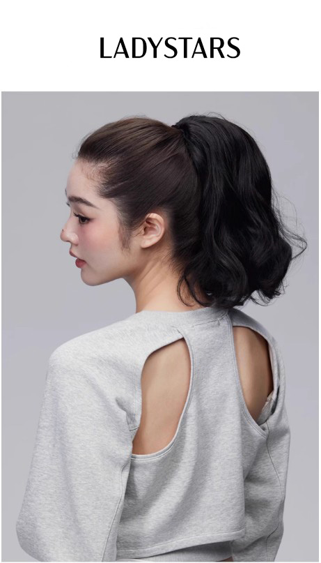 Tóc giả cộtu đuôi ngựa LADYSTARS xoăn ngắn trẻ trung