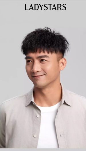 Tóc giả nam LADYSTARS xoăn bồng bềnh màu hạt dẻ thời trang