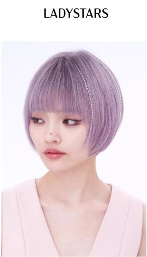 Tóc giả nữ ngắn cho nữ LADYSTARS màu thời trang kiểu bob bằng tóc thật