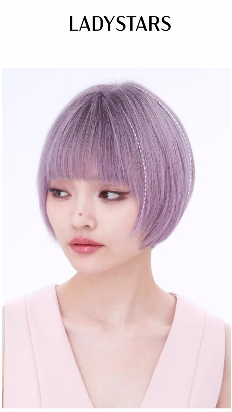 Tóc giả nữ ngắn cho nữ LADYSTARS màu thời trang kiểu bob bằng tóc thật