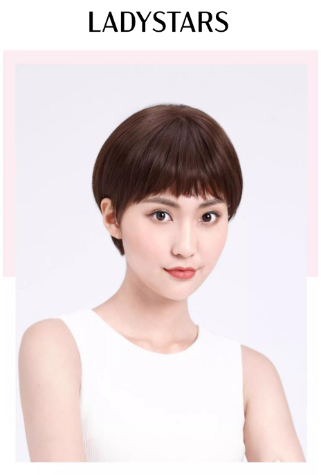 Tóc giả nữ ngắn thẳng LADYSTARS dáng tém thời trang cho các sao dệt thủ công có da đầu