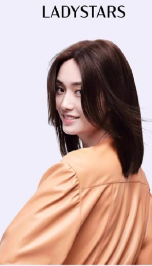 Tóc giả nữ LADYSTARS kiểu mái pháp tóc thẳng dài ngang vai mái rẽ ngôi bằng tóc thật có da đầu