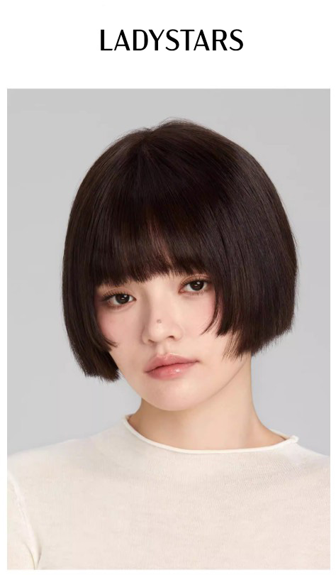 Tóc giả nữ LADYSTARS bob ngắn có mái bằng tóc thật
