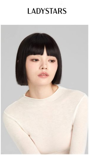 Tóc giả nữ LADYSTARS kiểu bob thanh lịch, dày và thời trang, mái thẳng cổ điển