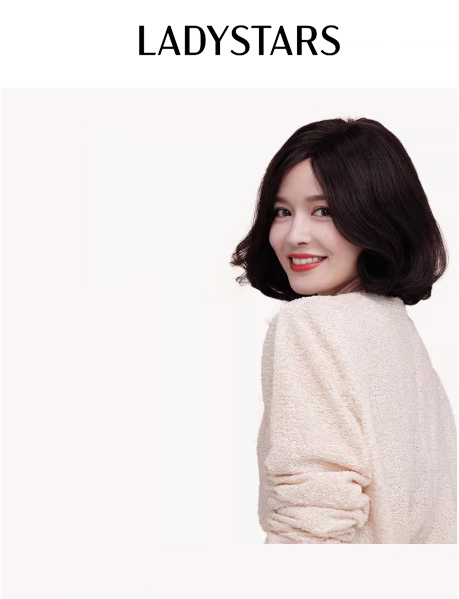 Tóc giả nữ LADYSTARS kiểu bob cụp dày đuôi rẽ ngôi có da đầu tự nhiên