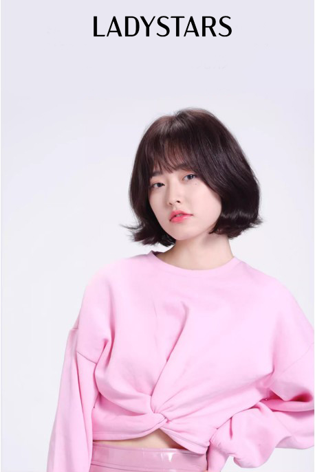 Tóc giả nữ LADYSTARS  tóc mái bồng bềnh xoăn nhẹ kiểu Hàn quốc làm từ tóc thật