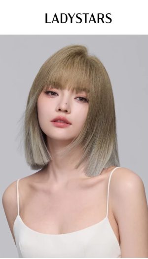 Tóc giả nữ LADYSTARS màu nâu tây ombre thời trang bằng tóc thật