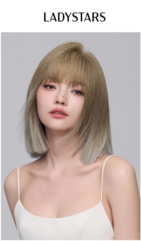 Tóc giả nữ LADYSTARS màu nâu tây ombre thời trang bằng tóc thật