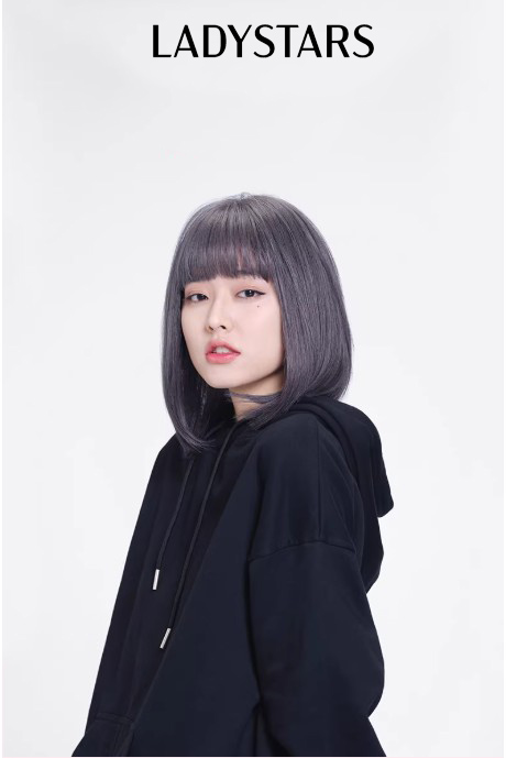Tóc giả nữ LADYSTARS màu tím khói thời trang dài qua vai bằng tóc thật