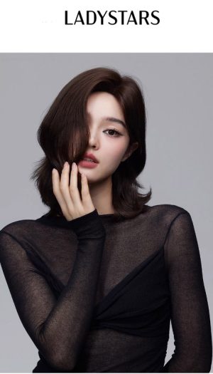 Tóc giả nữ LADYSTARS ngôi lệch xoăn ngang vai bằng tóc thật có da đầu