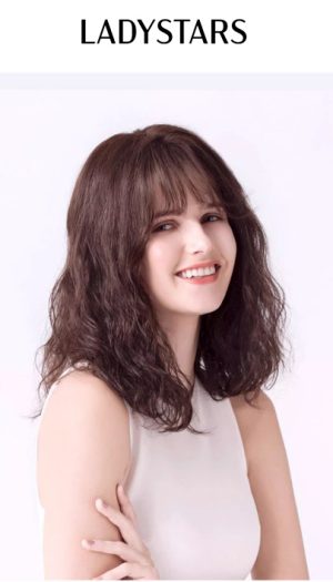 Tóc giả nữ LADYSTARS xoăn dài vừa, mái thưa bồng có da đầu tự nhiên