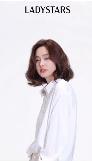 Tóc giả nữ LADYSTARS xoăn cụp ngang vai ngôi lệch màu nâu thời trang bằng tóc thật