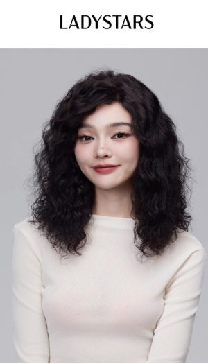Tóc giả nữ LADYSTARS xoăn lọn tự nhiên qua vai bằng tóc thật móc tay thủ công