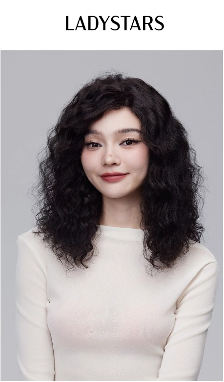 Tóc giả nữ LADYSTARS xoăn lọn tự nhiên qua vai bằng tóc thật móc tay thủ công