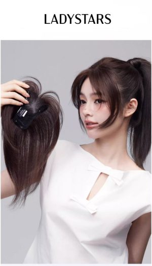 Tóc mái phủ hói bạc LADYSTARS bằng tóc thật lưới kháng tàng hình tự nhiên