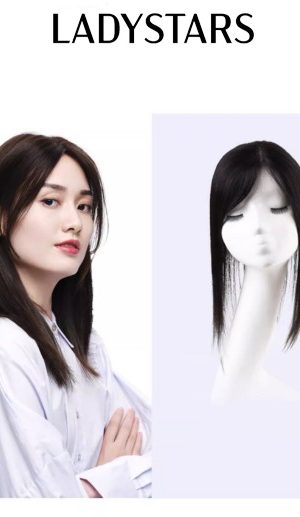 Tóc mái phủ hói bạc LADYSTARS mái xéo móc tay có da đầu