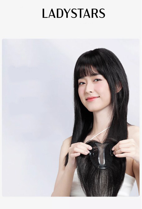 Tóc mái phủ hói LADYSTARS dệt thủ công bằng tóc thật có mái tự nhiên