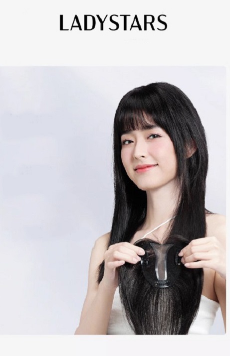 Tóc mái phủ hói LADYSTARS dệt thủ công bằng tóc thật có mái tự nhiên