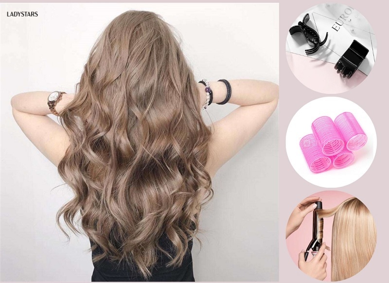 Dùng lô uốn, máy uốn trục nhỏ giữ nếp xoăn cho tóc khi uốn giả