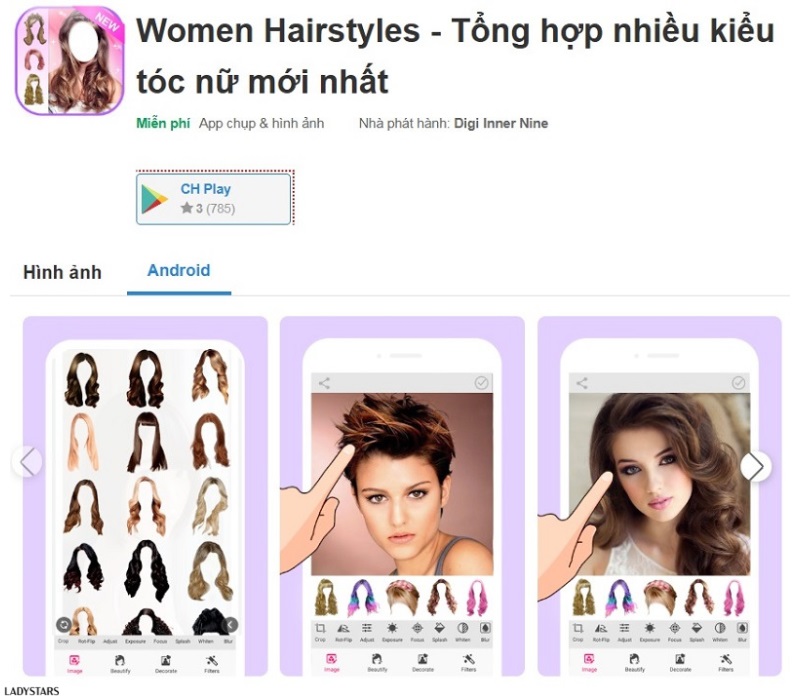 Phần mềm ghép tóc giả Women Hairstyles
