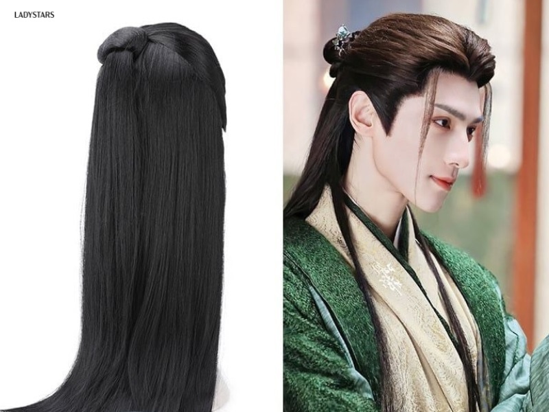 Tóc giả cổ trang nam dài, có phồng mái trước