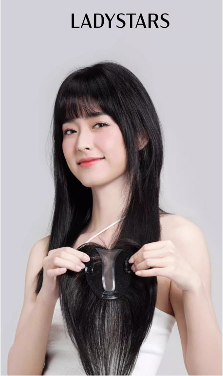 Tóc giả mái phủ hói bạc LADYSTARS có da đầu một đường ngôi móc tay mono bằng tóc thật