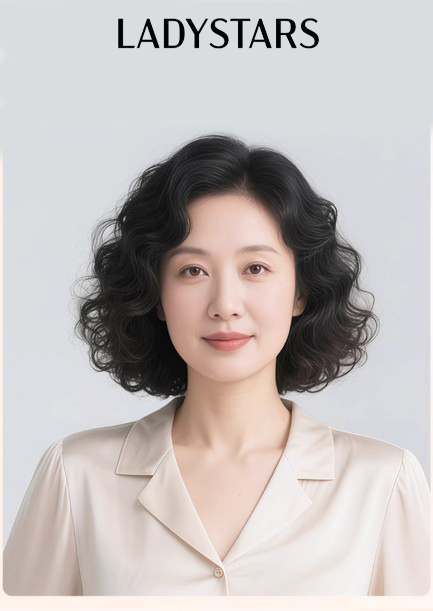 Tóc giả mái phủ hói bạc LADYSTARS bằng tóc thật co nữ trung niên xoăn tự nhiên