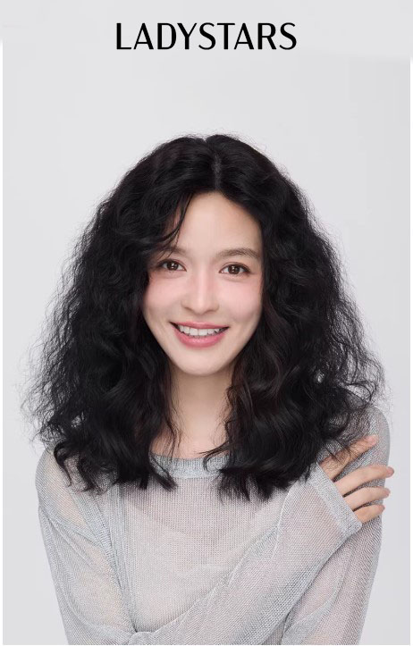 Tóc giả mái phủ hói LADYSTARS dài xoăn tự nhiên  size 13x14 bằng tóc thật có da đầu