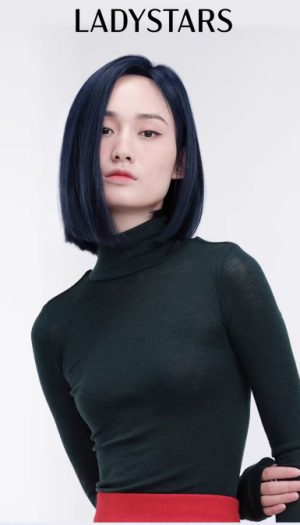 Tóc giả nữ LADYSTARS màu xanh rêu thời trang quý phái bằng tóc thật có da đầu
