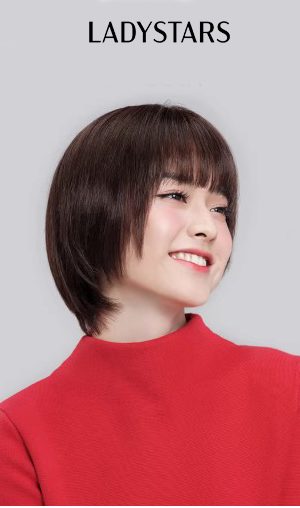 Tóc giả nữ nguyên đầu ngắn mái bằng có da đầu như thật